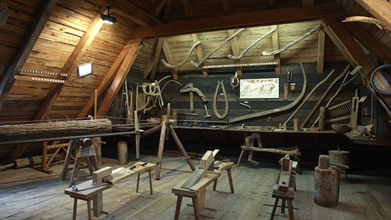 Gutenstein Forest Farming Museum Guided tour, © WA/Croy Bene Forest farmers' museum with lots of wooden objects from the past